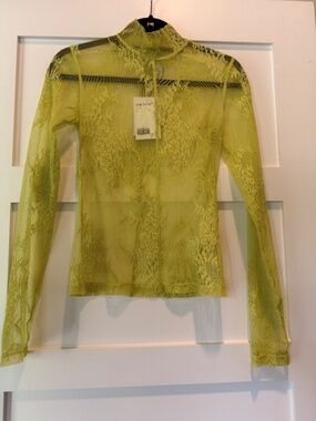 & Other Stories Sheer Lace Citron Blouse